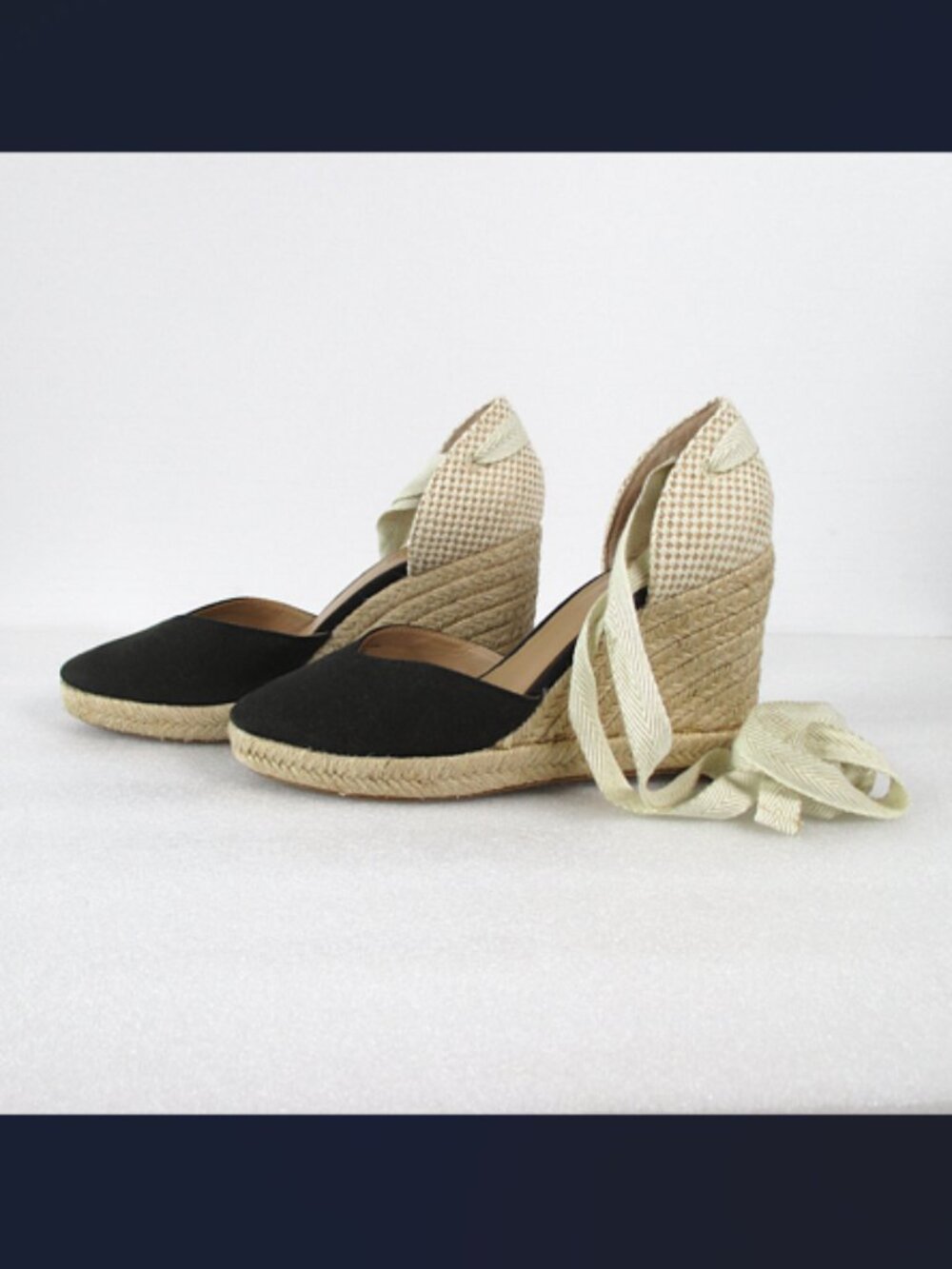 REFORMATION 'CAMILLA" BLACK & TAN WEDGE ESPADRILLES